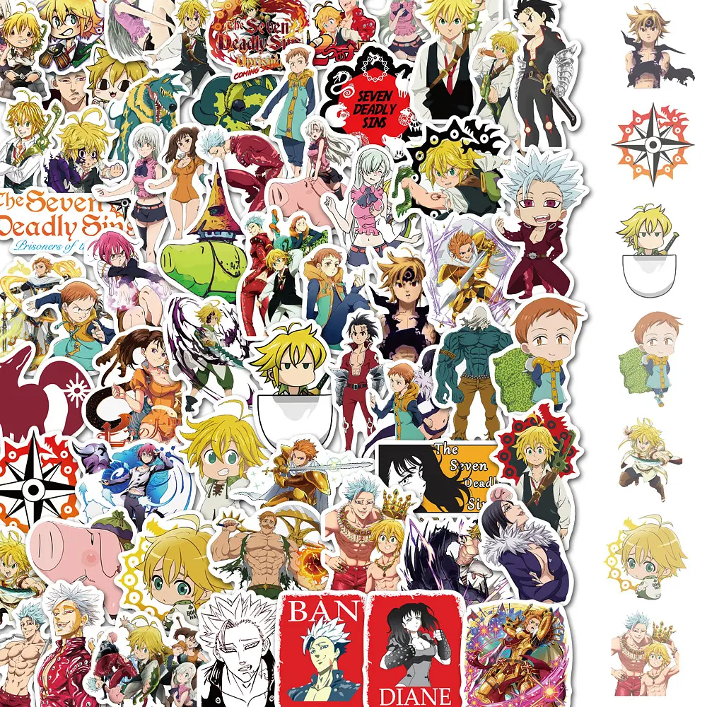 Стікерпак Сім смертних гріхів Набір наклейок GeekLand The Seven Deadly Sins 50 штук - фото 3