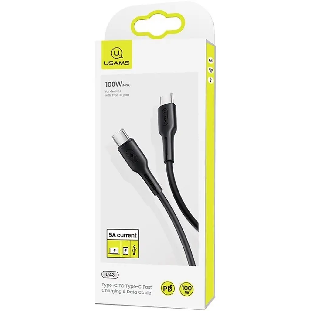 Кабель Usams US-SJ459 USB-C to USB-C 100W 1.2m Black (SJ459USB01) [153970] - фото 3