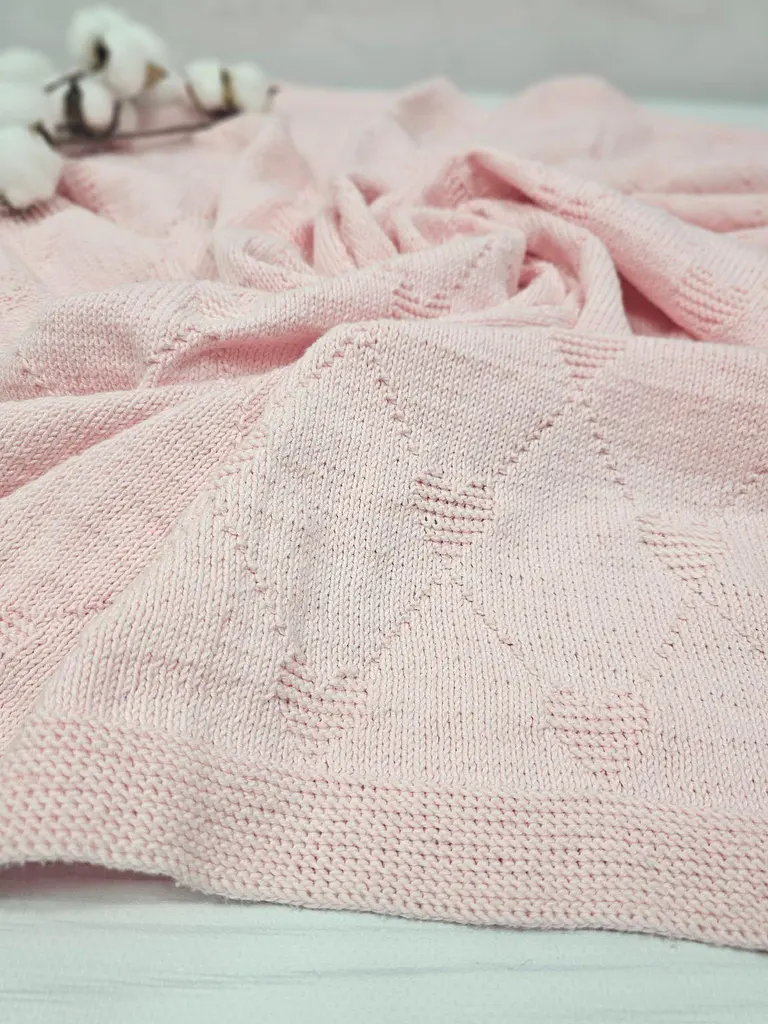 Дитячий плед ручної роботи 90х90 a.l.babybox Сердечки рожевий - фото 3