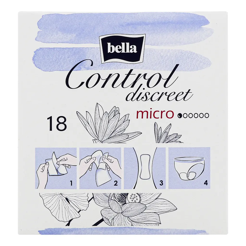 Урологические прокладки Bella Control Discreet Micro 1+1=3 54 шт. (3 уп. х 18 шт.) - фото 5