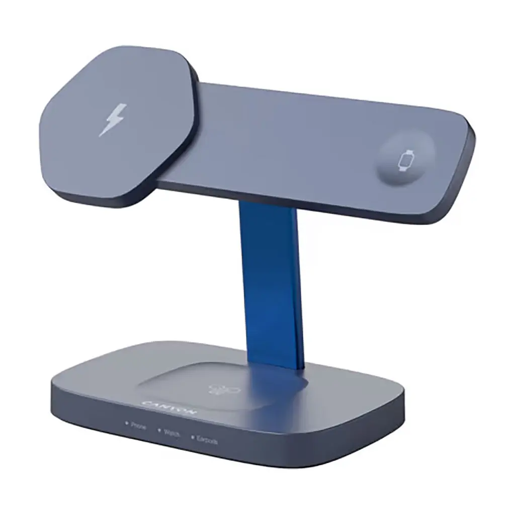 Зарядний пристрій Canyon wireless charger HEXAGON WCS-310 3in1 DarkGrey/Blue (CNS-WCS310DGBL) - фото 2