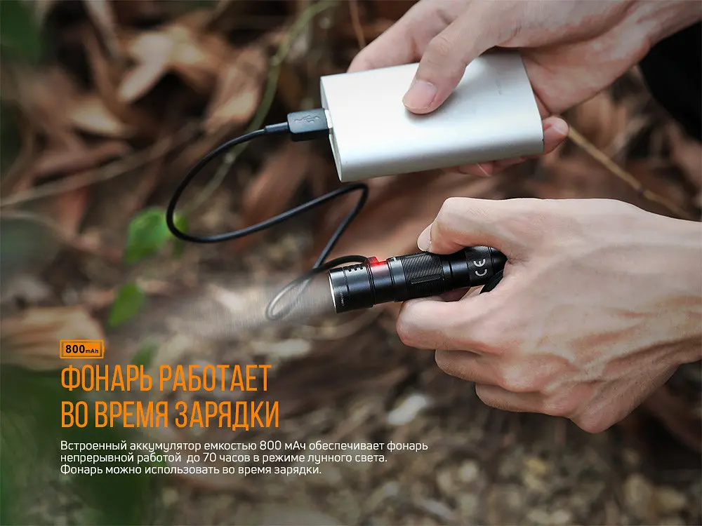 Ручний міні ліхтарик Fenix E09R 600лм Type-C (Чорний) - фото 7