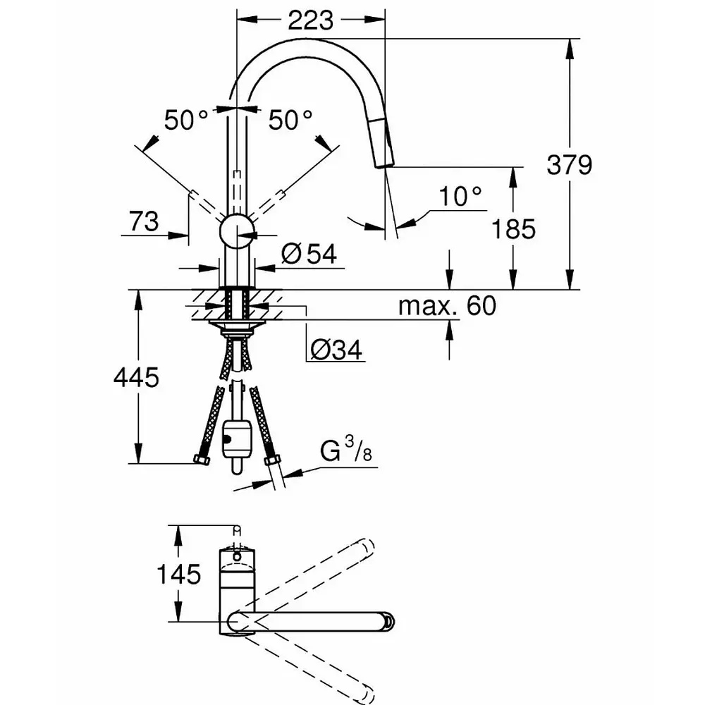 Смеситель для кухни с выдвижным изливом Grohe Minta 32321002 Хром - фото 2