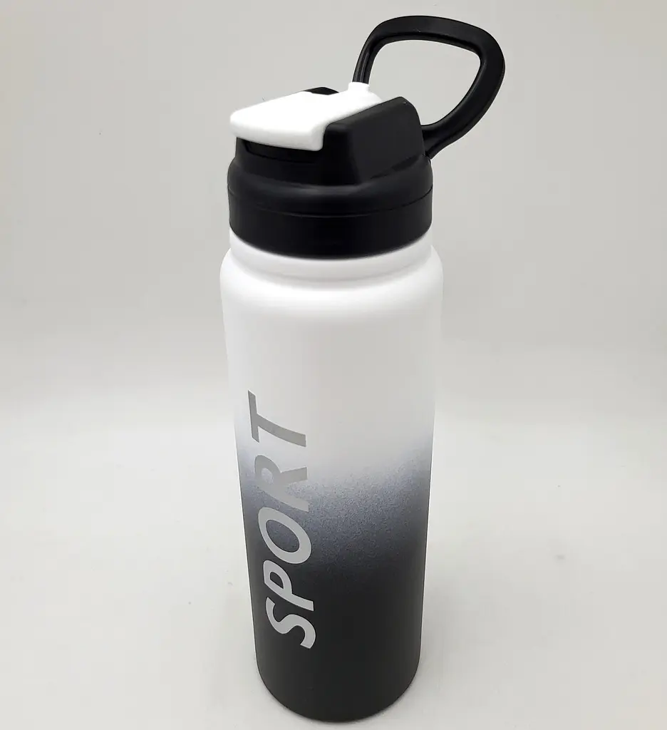 Термос для води напоїв з напувалкою пляшка спортивна сталева 800мл термопляшка UKC Vacuum cup EL-6102 чорно-білий - фото 2