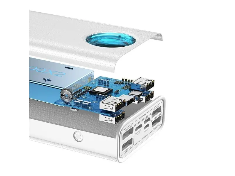 Зовнішній акумулятор (Power Bank) BASEUS Amblight Digital Display Quick Charge 65W 30000mAh White (PPLG-A02) - фото 5