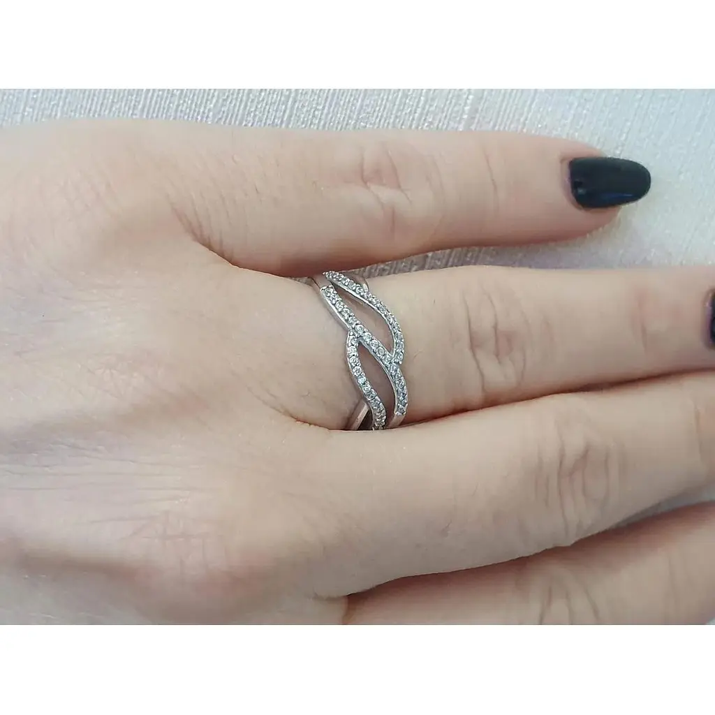 Срібне кільце Агні ЗВУЧАННЯ з фіанітами. 1162/1Р-CZ 17 - фото 2