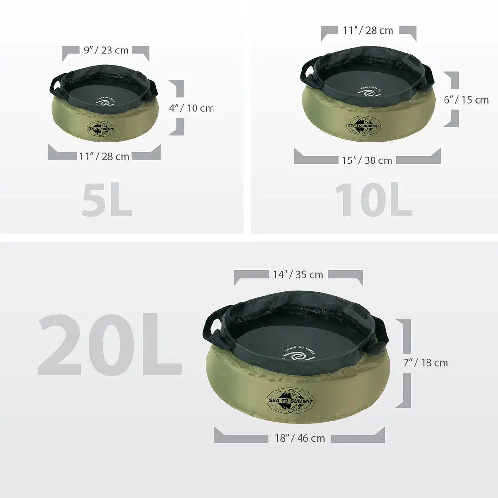Ведро Sea To Summit Kitchen Sink 10L для мытья посуды на природе Оливковое - фото 3