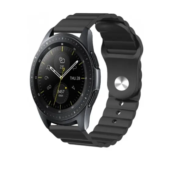 Ремінець BeWatch для Samsung Galaxy Watch 42/3 41 мм/Active/Active 2 силіконовий 20 мм Wave Чорний (1010701) - фото 6