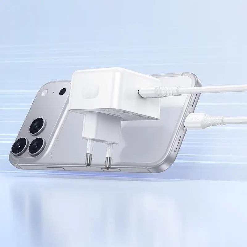 Адаптер мережевий HOCO C to C cable Speed ​​single port PD charger set C161A | 1Type-C, 40W/3A, PD/QC| - фото 3