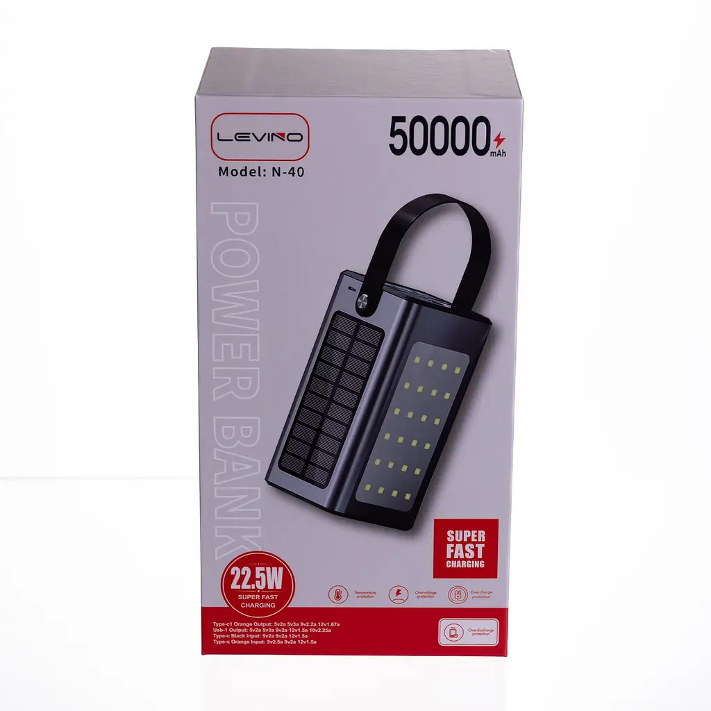 Повербанк с быстрой зарядкой и солнечной батареей 50000 mAh портативное зарядное устройство для зарядки powerbank для телефона ZoroxHP-N40 - фото 9