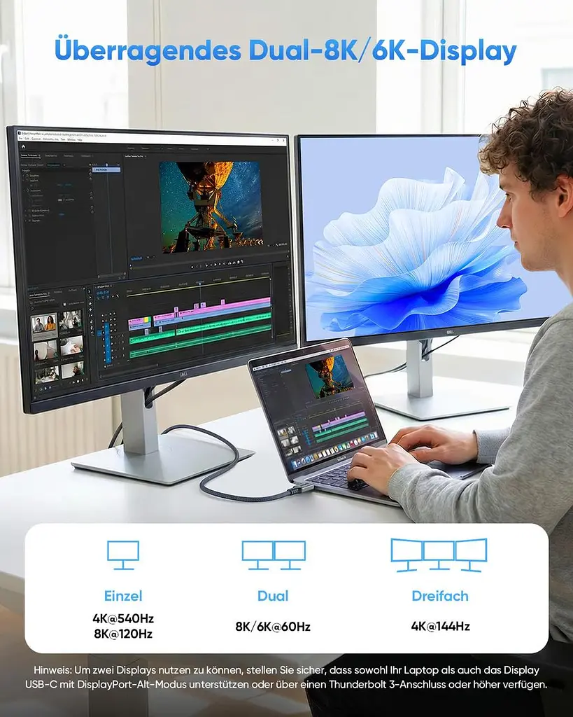Кабель SUNGUY USB4 Type-C 40Gbps 240W 1 м для зарядки та передачі даних - фото 6