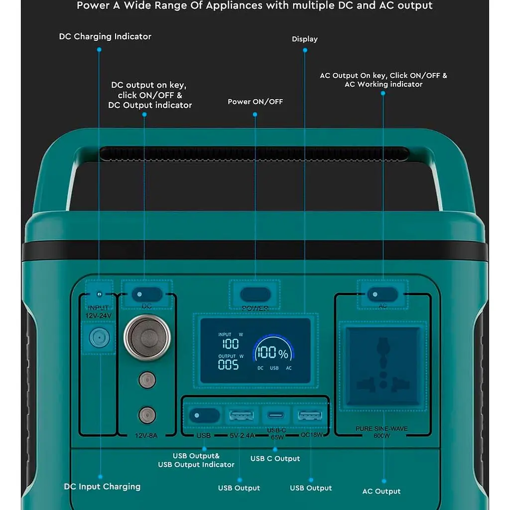 Зарядна станція V-TAC / 500 Вт / 568 Вт/ч / LiFePO4 (VT-606) UA - фото 9