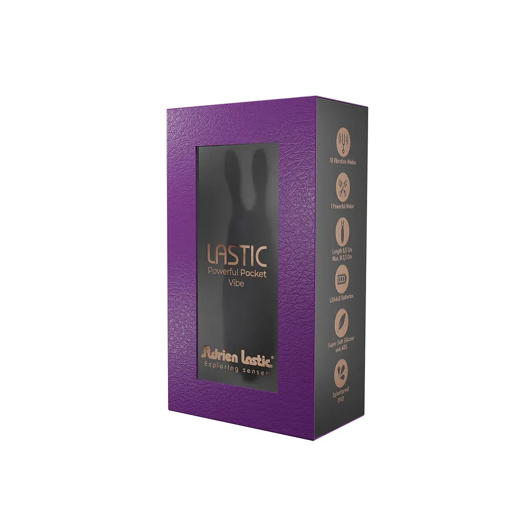 Віброкуля Adrien Lastic Pocket Vibe Rabbit Black зі стимулювальними вушками - фото 5