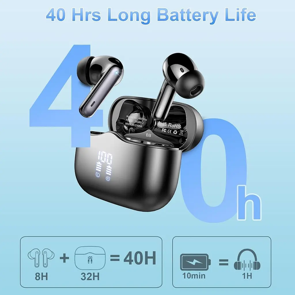Бездротові Bluetooth навушники 5.3 з ENC, LED-дисплеєм та автономністю до 40 год - фото 3