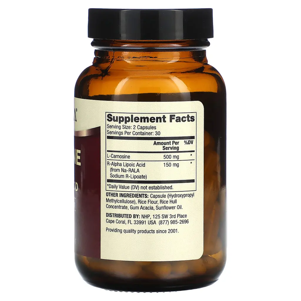 L-карнозин з R-альфа-ліпоєвою кислотою Dr. Mercola L-Carnosine with R-Alpha Lipoic Acid 250 мг 60 капс - фото 2