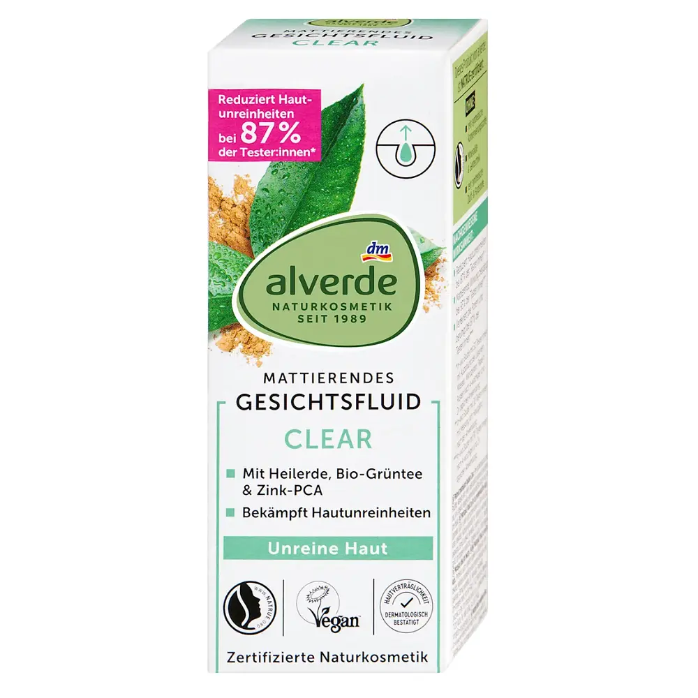 Флюїд для обличчя Alverde Naturkosmetik Clear прозорий з цілющою гряззю та екстрактом зеленого чаю 50 мл - фото 2