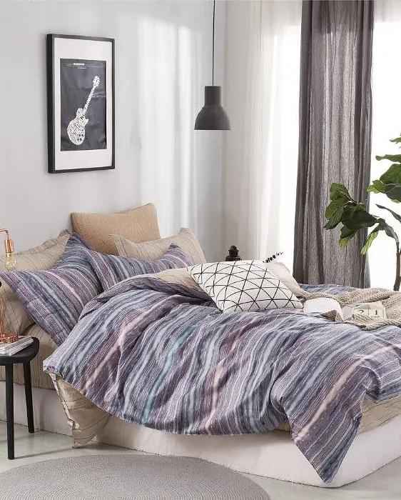 Комплект постільної білизни Home Line Енгельс бязь преміум 220х200 см фіолетовий з бежевим (148920) - фото 2
