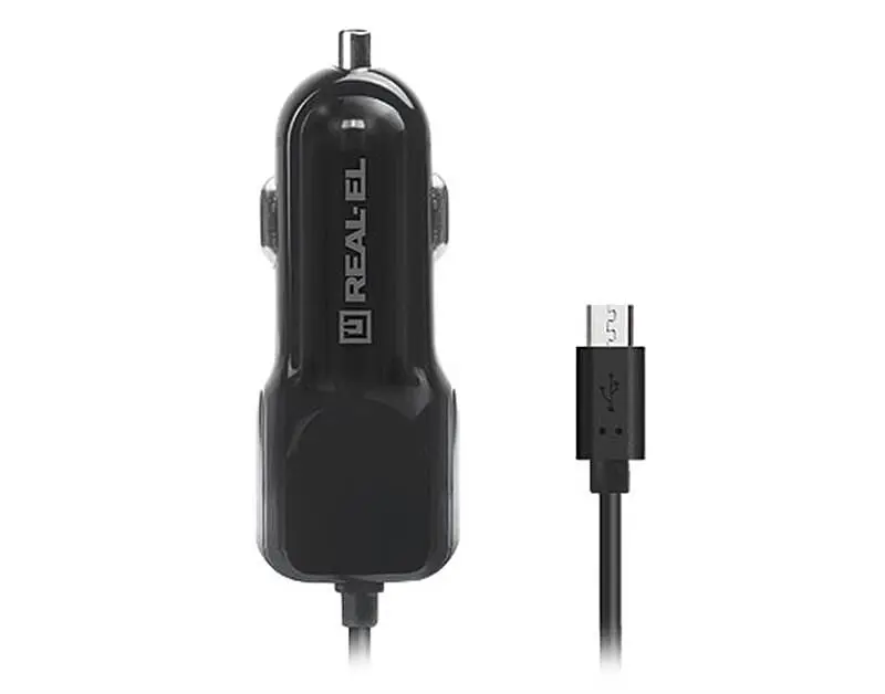 Автомобільний зарядний пристрій REAL-EL CA-15 (2USB, 2.1A) Black + кабель microUSB (EL123160009) - фото 4