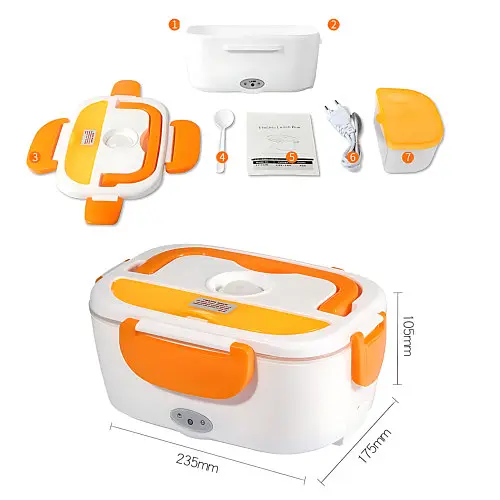 Ланчбокс з підігрівом їжі 220 V, Electric lunch box, ланч-бокс Помаранчевий - фото 4