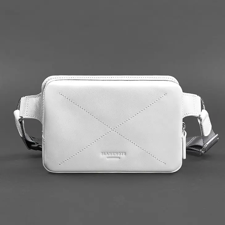 Кожаная женская поясная сумка Dropbag Mini белая - фото 8