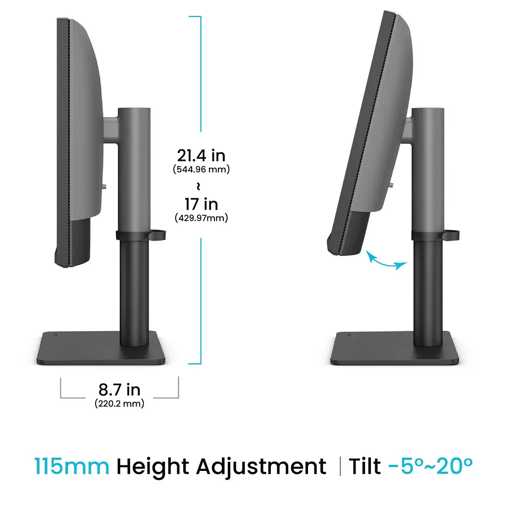 Монітор TFT 27 BenQ PD2706QN, QHD, IPS, HDMI, DP, USB-C, HAS, Pivot, колонки, темно-сірий - фото 9