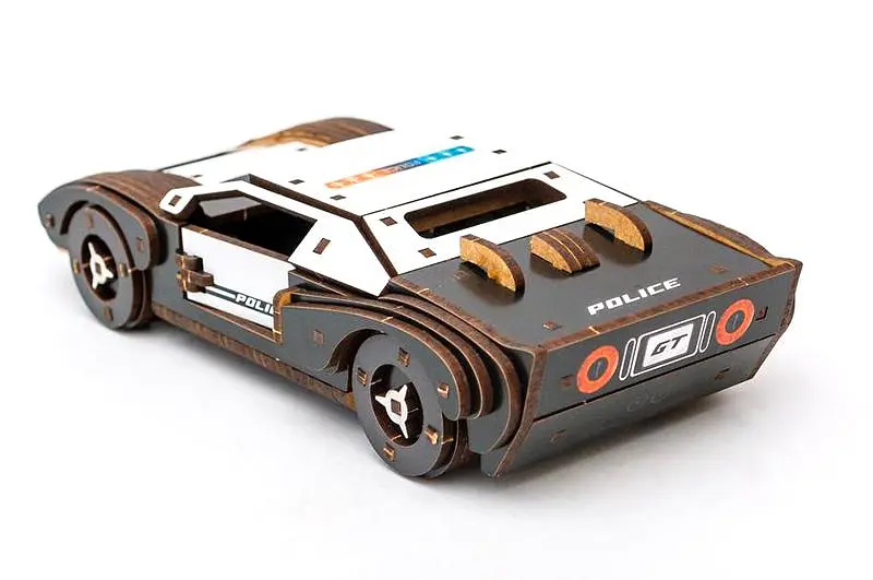 Конструктор Puz-26916 "Fast Car GT" дерев'яний, 164 дет., Поліція, розмір моделі 23х6х11 см. PuzzleOk - фото 2