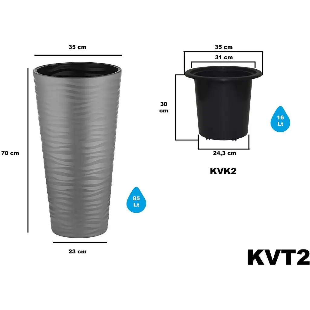 Вазон для квітів Serinova Kumsal 16 л антрацит (20-KVT207102-200100) - фото 3