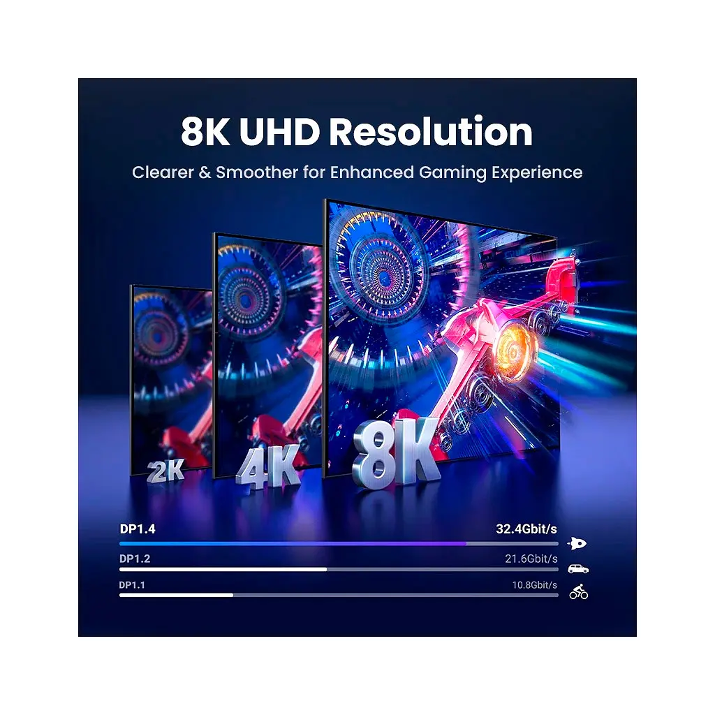 Кабель мультимедійний Ugreen DisplayPort M - DisplayPort M V1.4 8K 60Hz DP120 чорний 2 м (25905) - фото 3