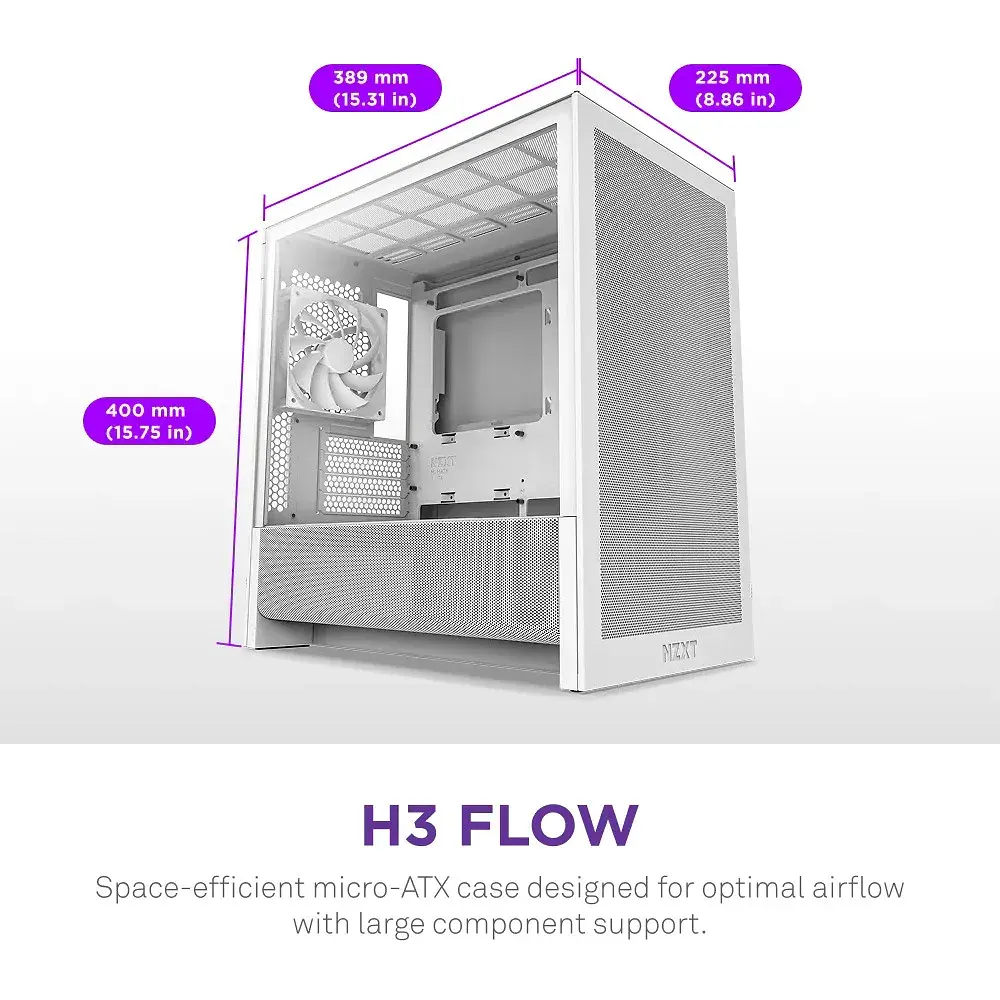 Корпус для ПК NZXT H3 Flow All White (CC-H31FW-01) - фото 2