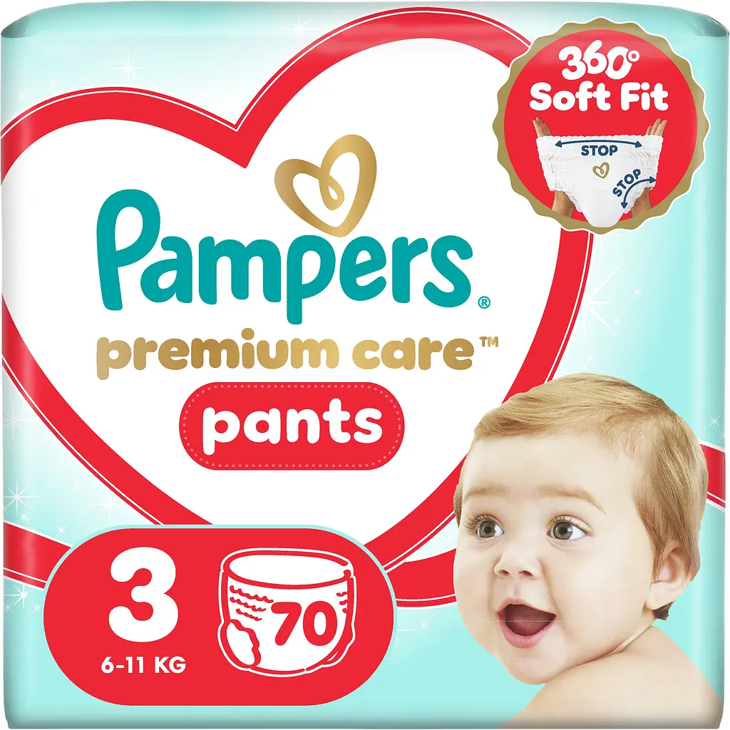 Підгузки-трусики Pampers Premium Care Pants Розмір 3 (6-11 кг) 70 шт.