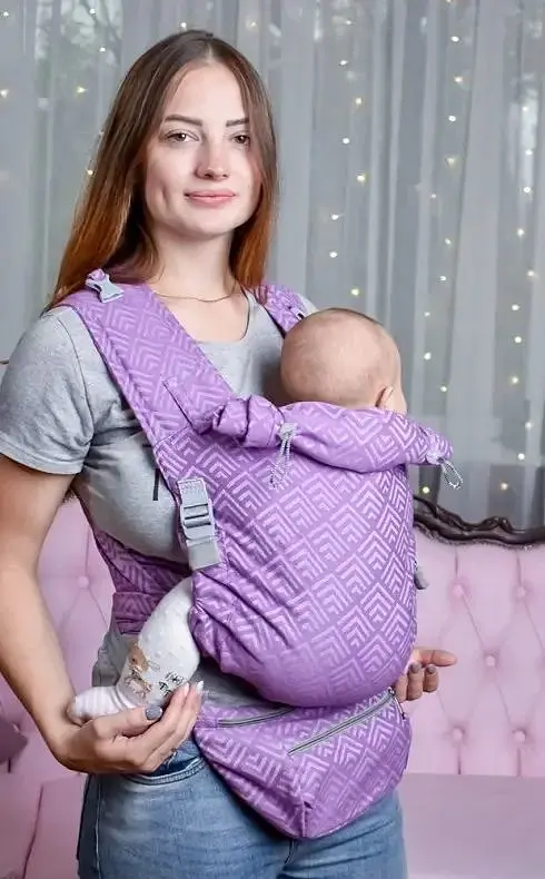 Май-слинг жаккардовый с рождения до 36 месяцев Coolbabka Сиреневый Geometry - фото 4