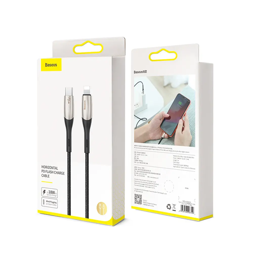 Кабель Baseus Horizontal Data Cable Type-C to iP PD 18W 1m Black - фото 2