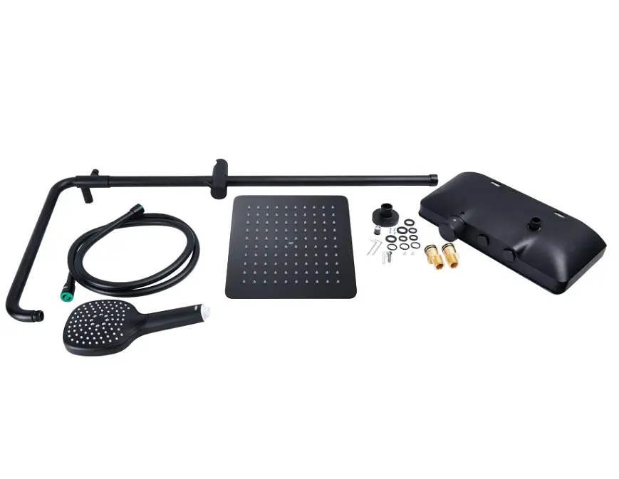Душова система універсальна Qtap Sloup Black Matt термостатична з полицею QTSL57T105VNKBB - фото 8