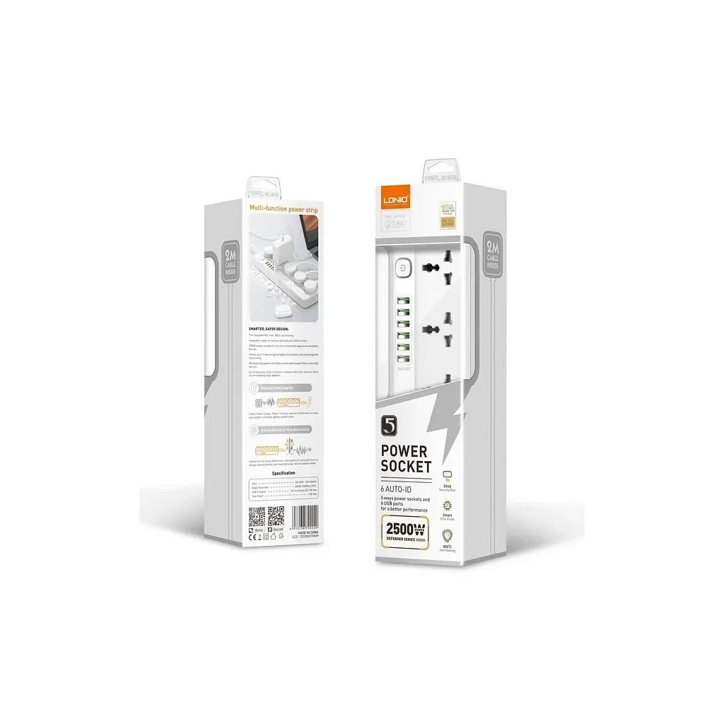 Мережевий фільтр живлення LDNIO SC5614 5роз. 3USB 2м (SC5614) - фото 5