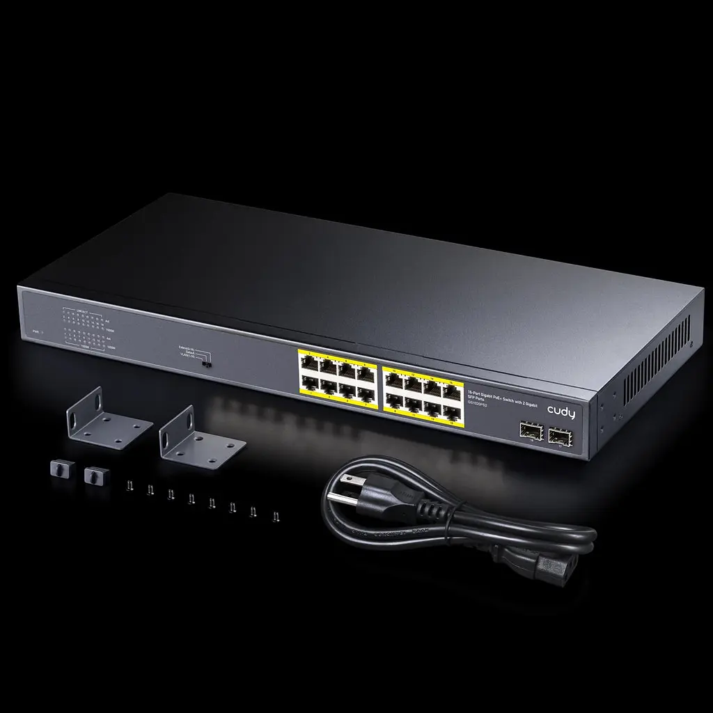 Комутатор Cudy GS1020PS2, 16-Port Gigabit PoE+ Switch with 2 Gigabit SFP ports 200W - фото 4