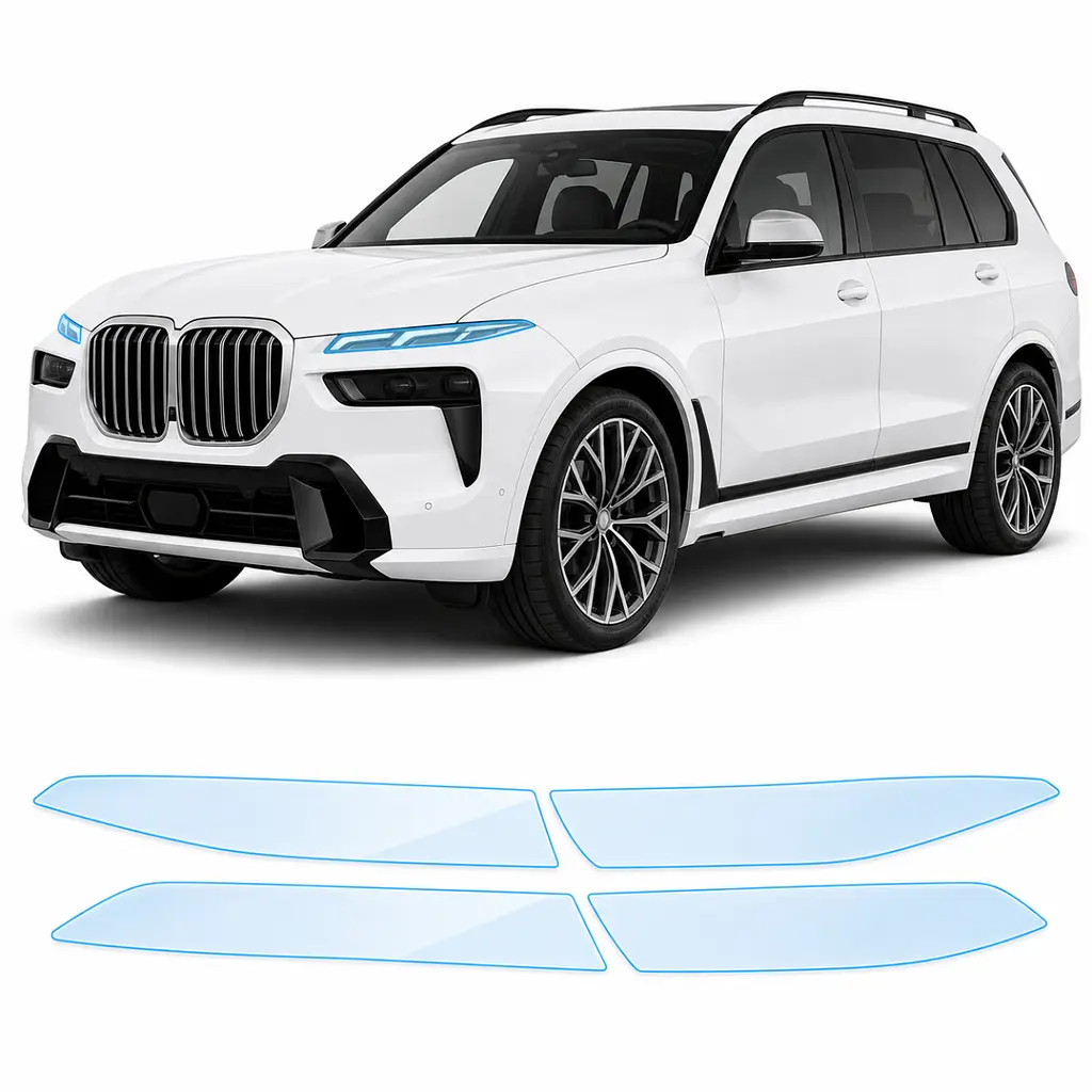 Антигравійна захисна бронеплівка за лекалами для BMW X7 G07 facelift 2022- оптика (фари та ПТФ)