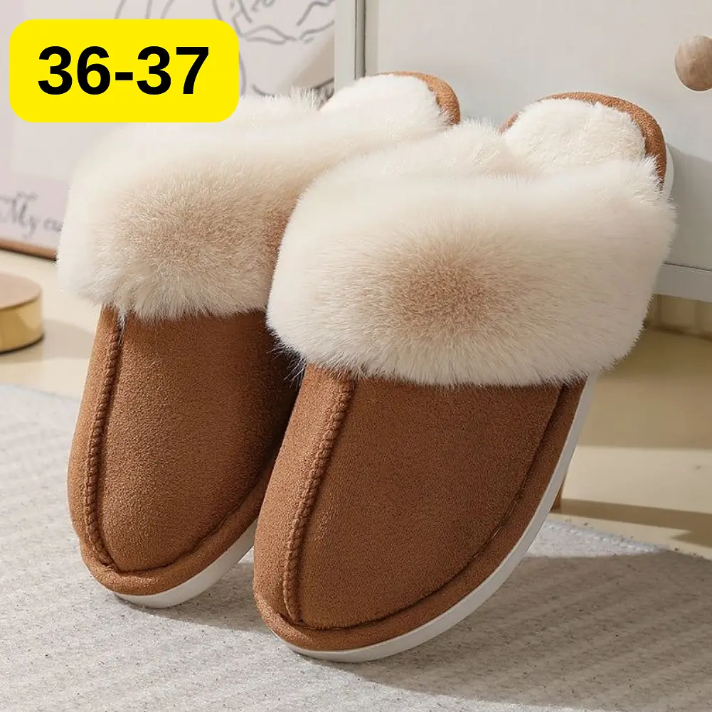 Жіночі домашні капці з хутром Slippers теплі м’які закриті тапочки для дому 36-37 коричневі KT8003811 - фото 2