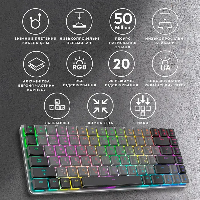 Клавиатура GamePro MK141R Red Switch Dark Gray [MK141R] [121478] - фото 8