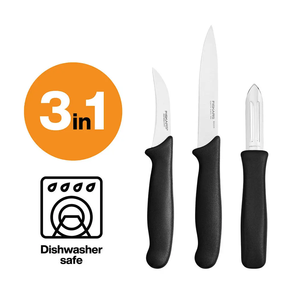 Набір кухонних ножів для овочів Fiskars Essential 3шт (1065600) - фото 2