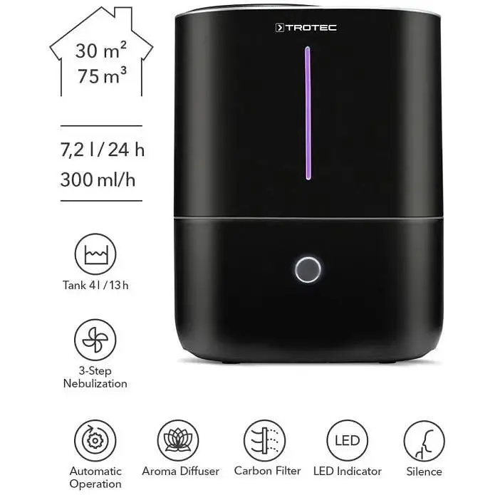 Зволожувач повітря ультразвуковий Trotec B 2 E Black (1160000051) - фото 7