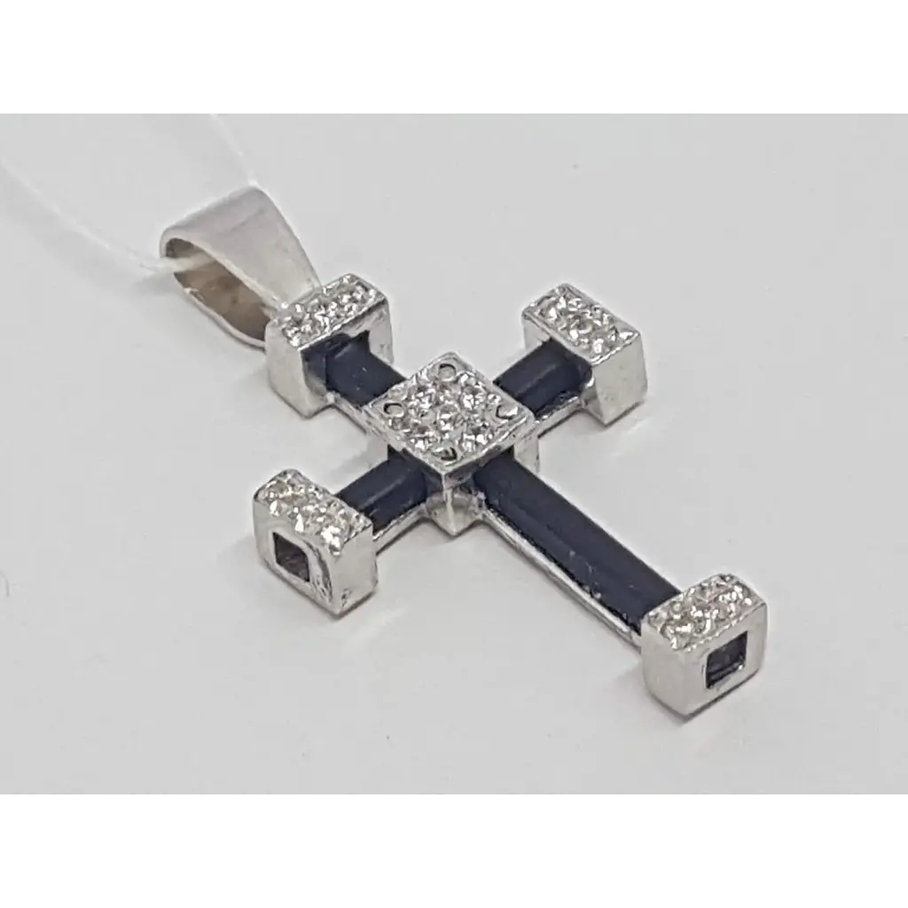 Срібний хрест Гаразд з каучуком і фіанітами. 5541757 мал - фото 3