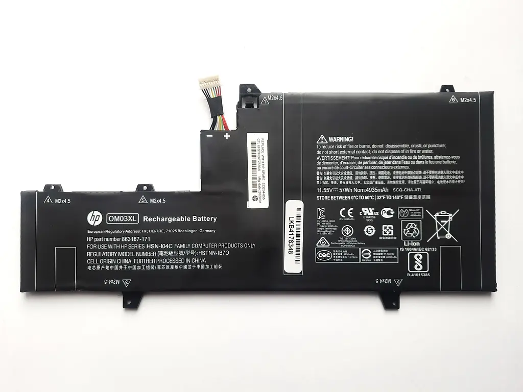 Акумулятор для ноутбука HP EliteBook Folio 1030 G2 OM03XL, 57Wh (4935 mAh), 3cell, 11.55V, Li-ion, чорний - фото 2