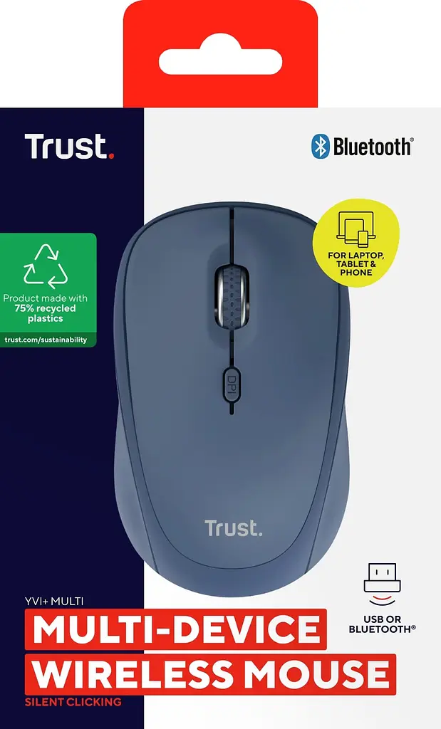 Компьютерная мышь Trust Yvi+ Compact Multi-Device WL/BT/USB-A синий teh0014038 - фото 6