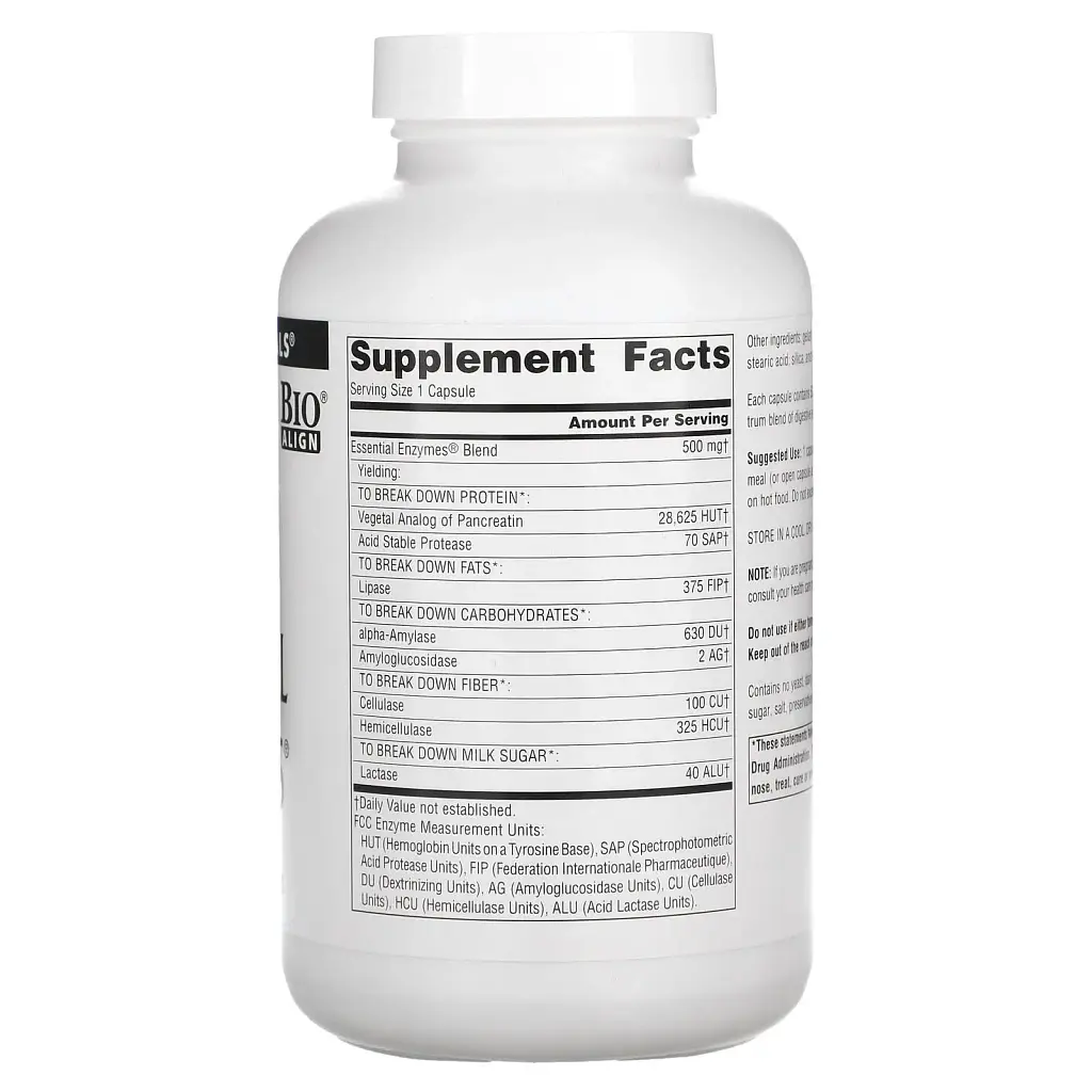 Пищеварительные ферменты Source Naturals Essential Enzymes вегетарианские 500 мг 240 капсул - фото 2