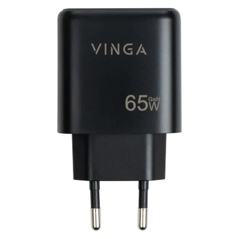 Зарядний пристрій Vinga GaN 65W PD+QC 1C1A ports Wall Charger (VCPCHCA65B) - фото 4