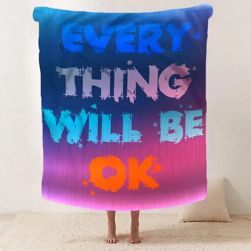Плед плюшевий 3D мотиваційний Every Thing Will Be Ok 160х200 см - фото 2