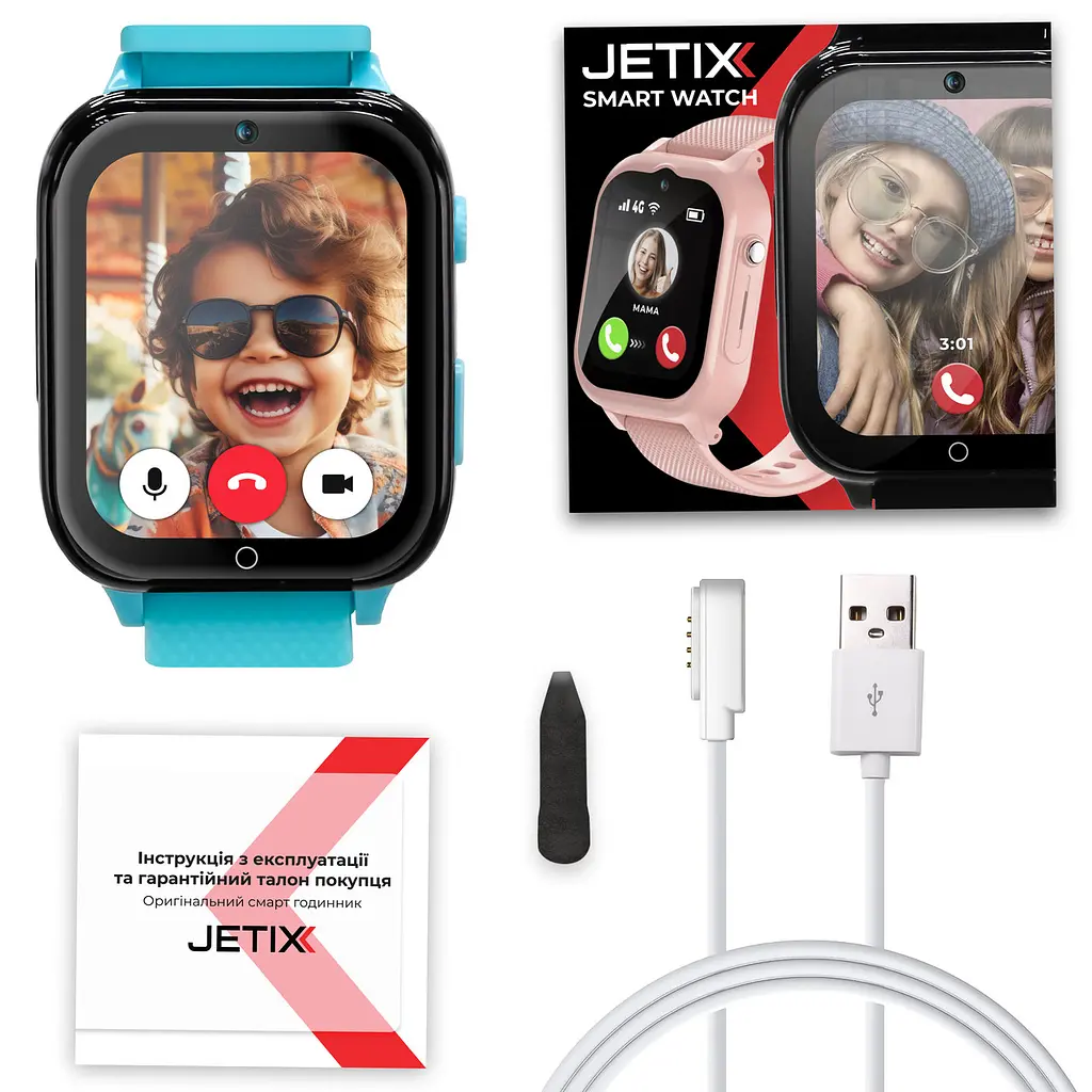 Дитячий GPS-годинник JETIX DF100 Pro Kids з вібродзвінком, 4G відеодзвінком і ліхтариком (Blue) - фото 9