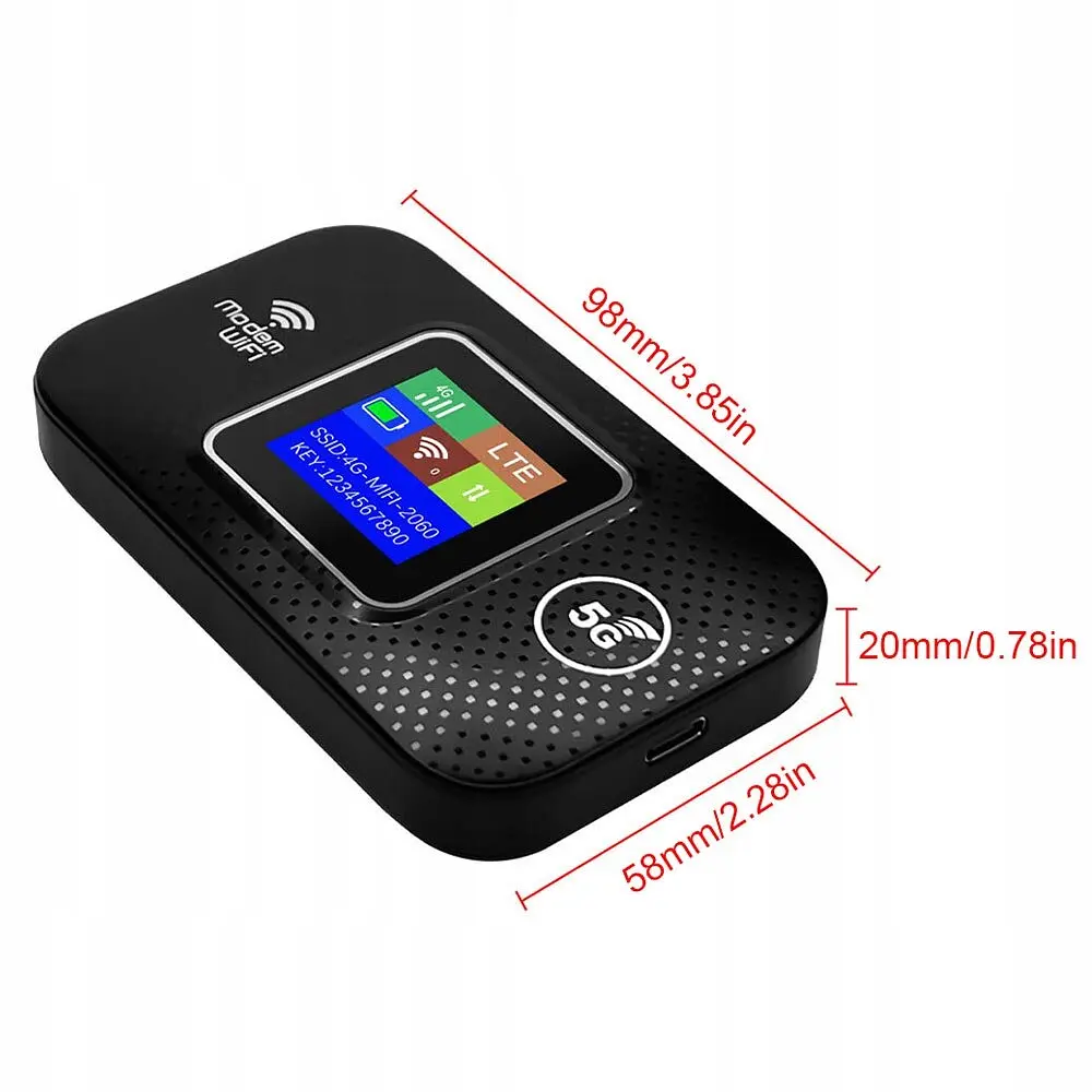 Портативний 4G/5G LTE роутер Pix-Link Mobile Router PH314-E кишеньковий Wi-Fi модем із LCD дисплеєм Black (19180) - фото 6
