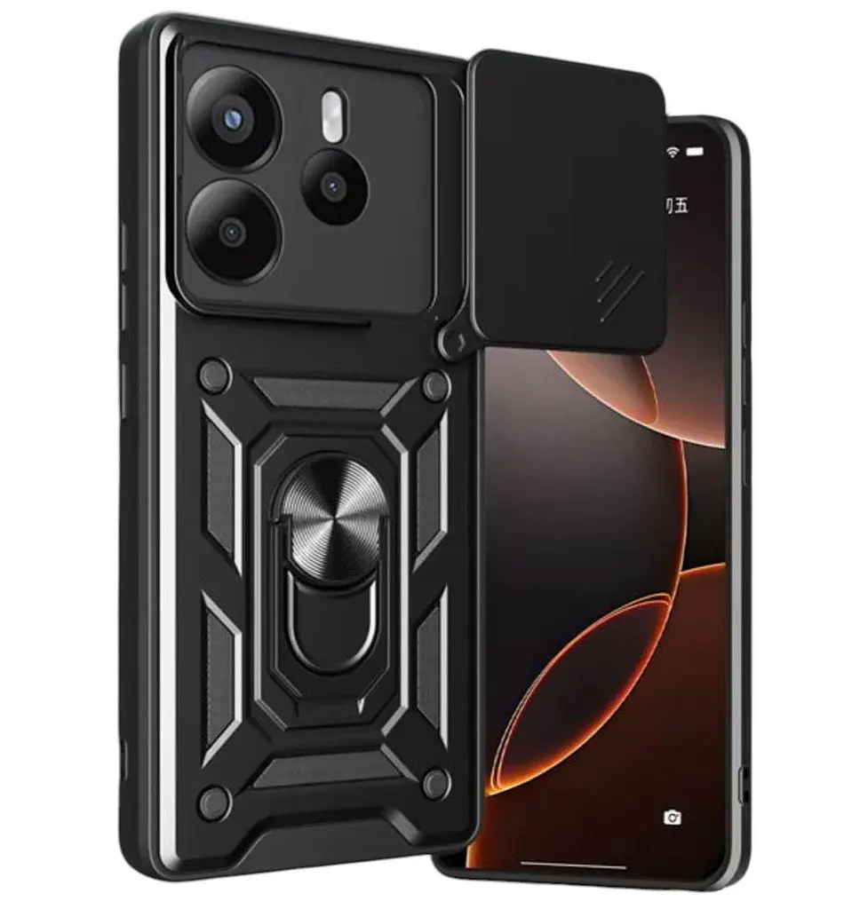 Чохол Primo Shockproof для Xiaomi Redmi Note 14 4G - протиударний, з підставкою і шторкою камери - Black - фото 3