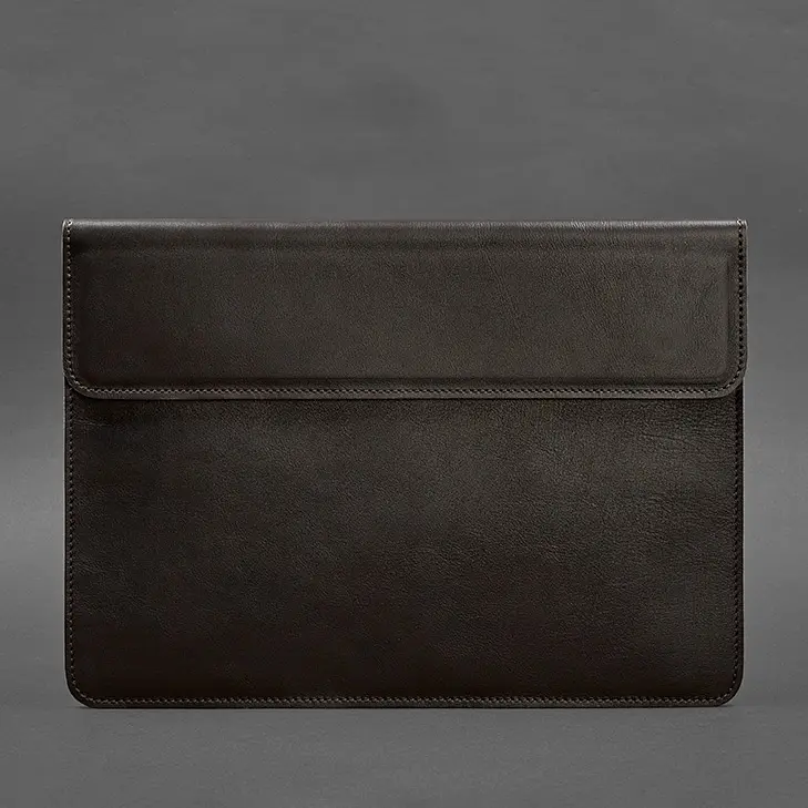 Кожаный чехол-конверт BlankNote на магнитах для MacBook 13 Темно-коричневый - фото 4
